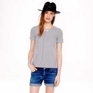 J. Crew Jewel Bow Nautical Stripe Cotton Top